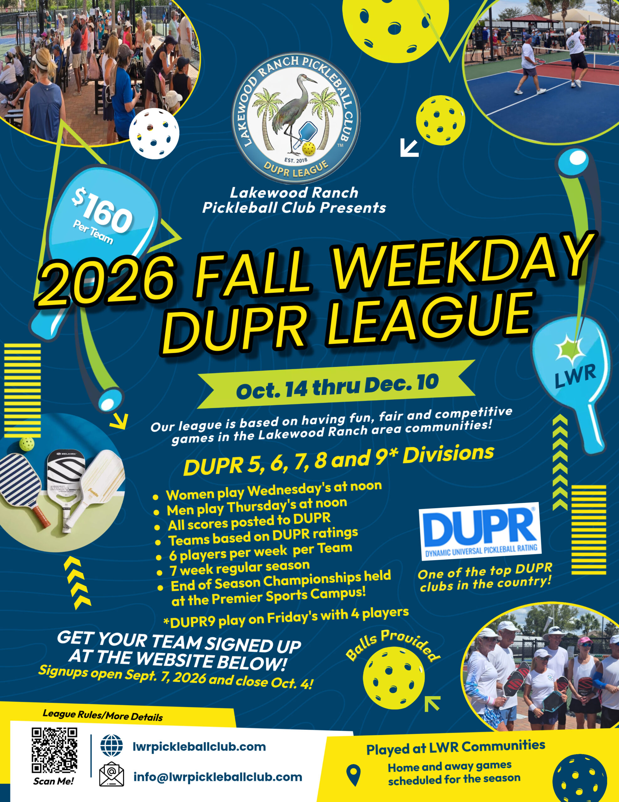 2026 Fall Weekday DUPR League Flyer